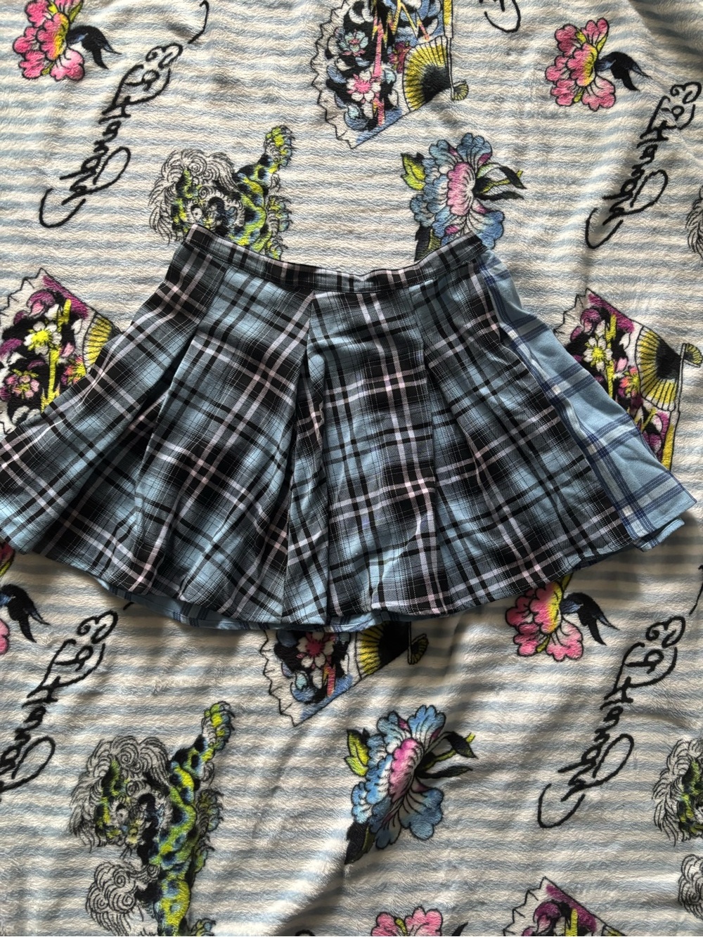 SO Goods For Life Blue Plaid Pleated Mini Skirt Y2K Size 5